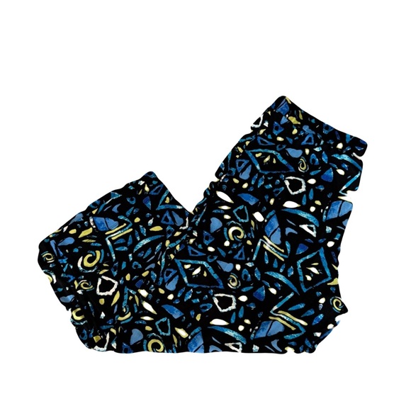 Travelers by Chico’s Black, Blue Yellow Patterned Leggings XL Pull-On Pants - Picture 1 of 3